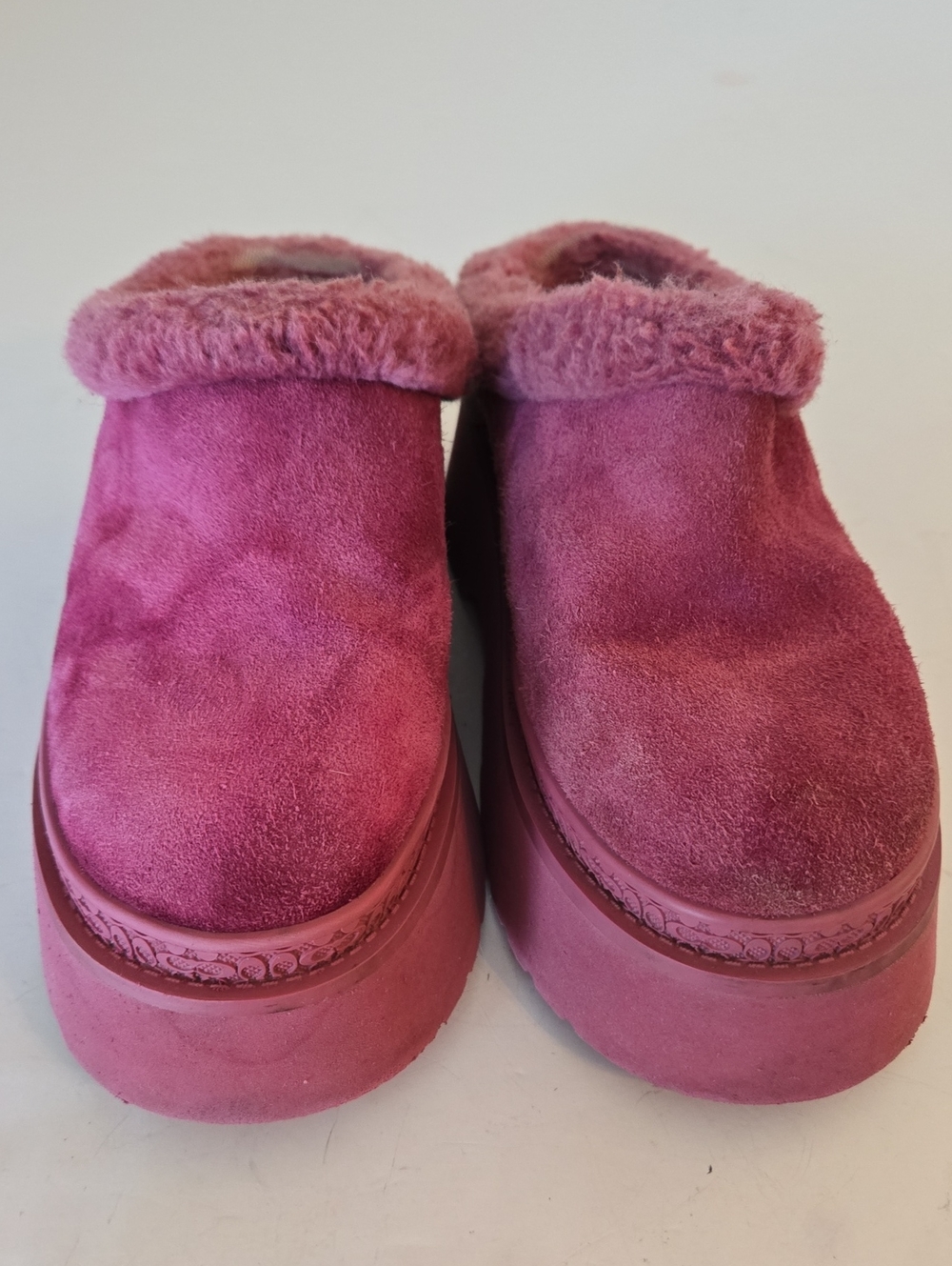 COACH Pink Suede Shearling-Lined Slip-On Clog Mules 7B